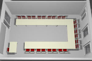 Zeichnung: Der Tagungsraum Lichtraum in U-Form bestuhlt