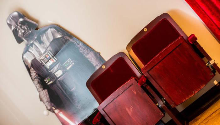 two cinema seats in the cinema themed rooms in the hotel near Münster and Osnabrück
