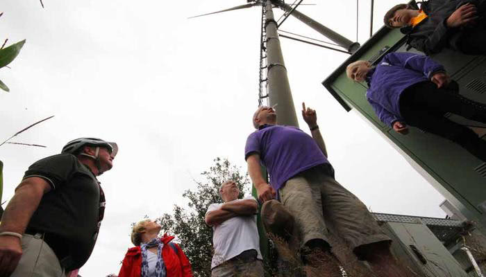 Windkraftanlage in bei der Energieführung im Beverland